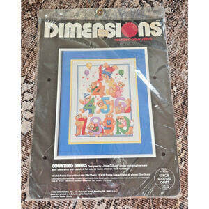 Vtg 80s Dimensions Counting Bears Counted Cross Stitch Kit Unopened 11x14